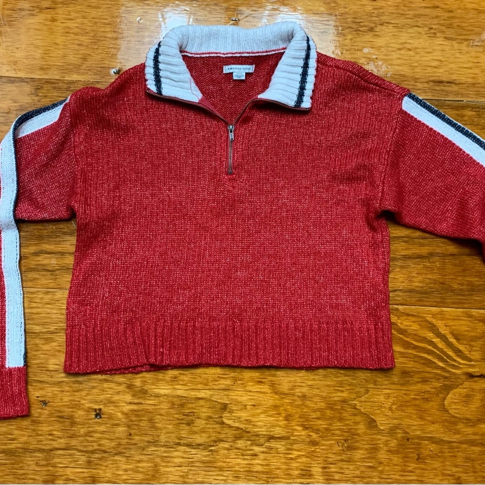 AEO Quarter Zip Sweater with Stripe